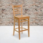 Ladder Back Natural Wood Restaurant Barstool