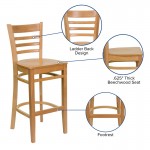 Ladder Back Natural Wood Restaurant Barstool