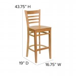 Ladder Back Natural Wood Restaurant Barstool