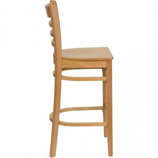 Ladder Back Natural Wood Restaurant Barstool