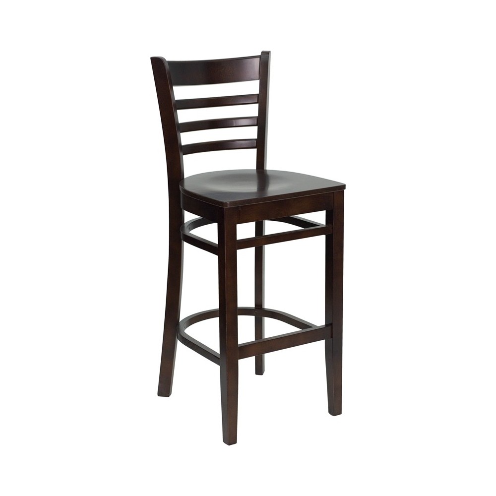 Ladder Back Walnut Wood Restaurant Barstool