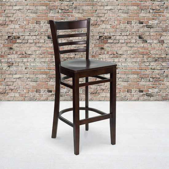 Ladder Back Walnut Wood Restaurant Barstool