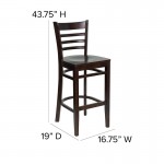 Ladder Back Walnut Wood Restaurant Barstool