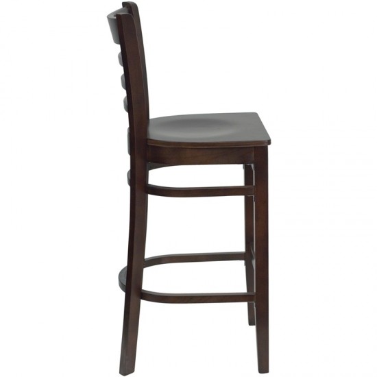 Ladder Back Walnut Wood Restaurant Barstool