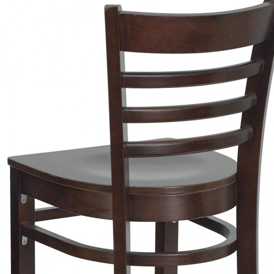 Ladder Back Walnut Wood Restaurant Barstool