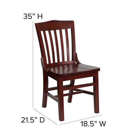 School House Back Mahogany Wood Restaurant Chair