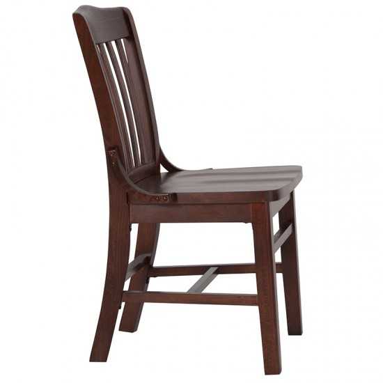 School House Back Walnut Wood Restaurant Chair