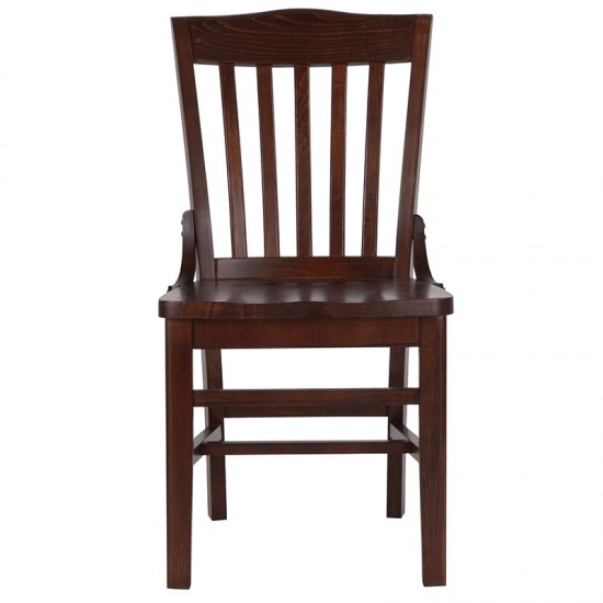 School House Back Walnut Wood Restaurant Chair