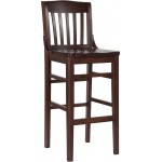 School House Back Walnut Wood Restaurant Barstool