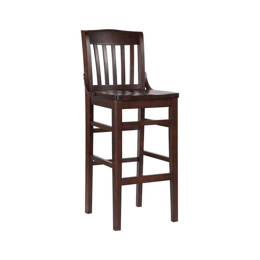 School House Back Walnut Wood Restaurant Barstool