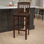 School House Back Walnut Wood Restaurant Barstool