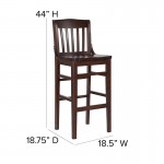 School House Back Walnut Wood Restaurant Barstool