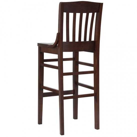 School House Back Walnut Wood Restaurant Barstool