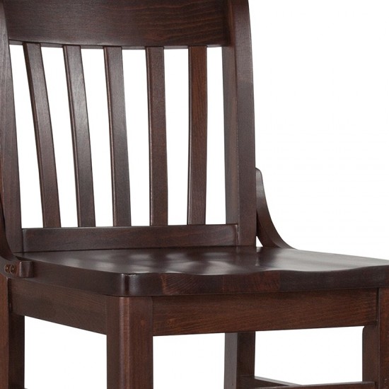 School House Back Walnut Wood Restaurant Barstool