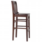 School House Back Walnut Wood Restaurant Barstool