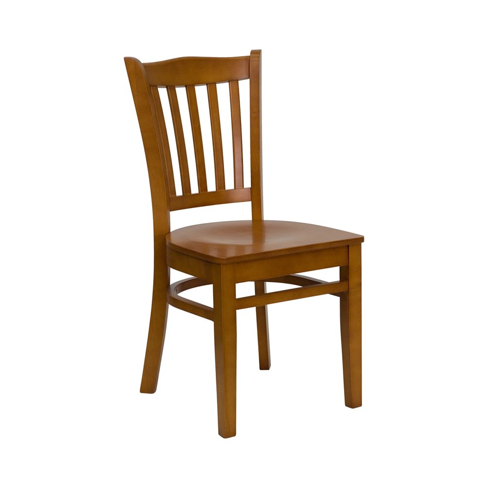 Vertical Slat Back Cherry Wood Restaurant Chair