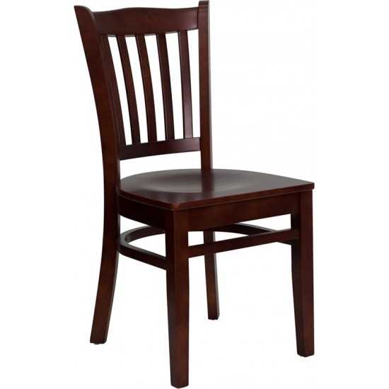 Vertical Slat Back Mahogany Wood Restaurant Chair