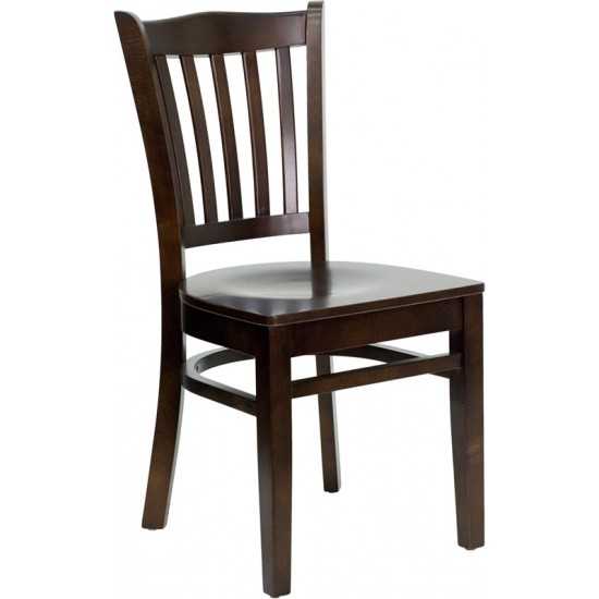 Vertical Slat Back Walnut Wood Restaurant Chair