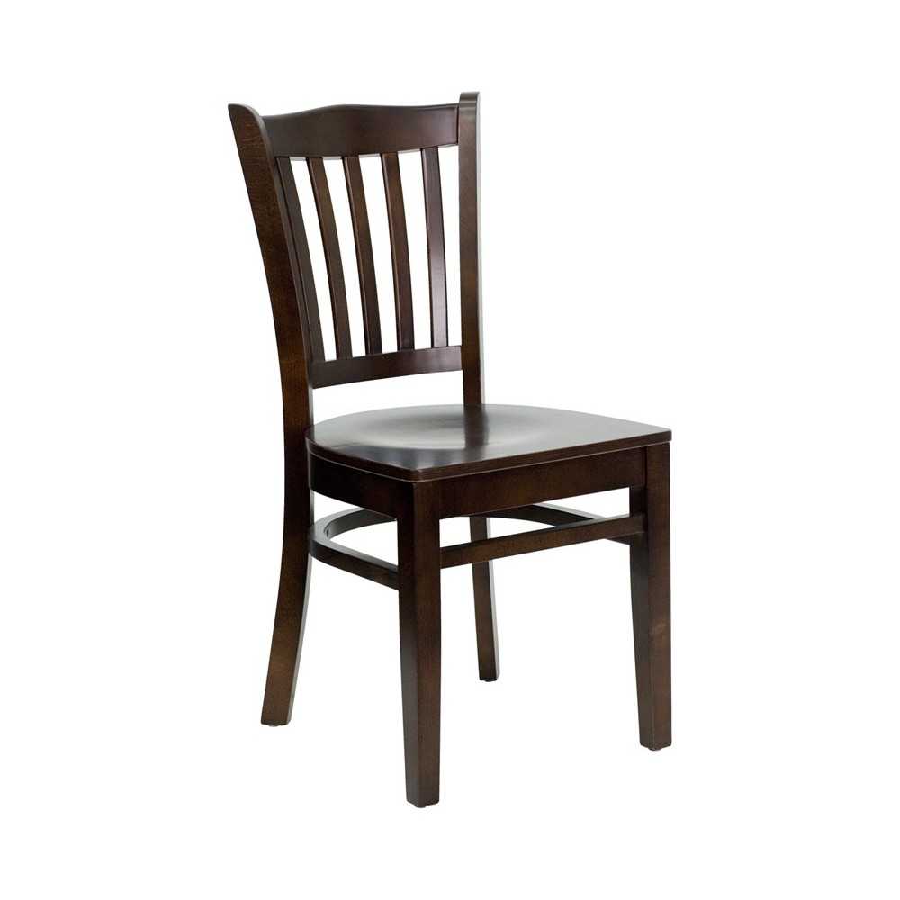 Vertical Slat Back Walnut Wood Restaurant Chair