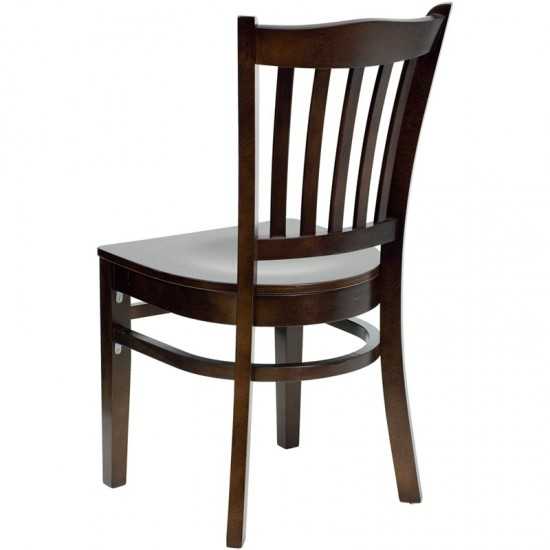 Vertical Slat Back Walnut Wood Restaurant Chair