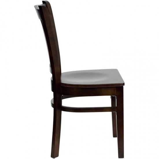 Vertical Slat Back Walnut Wood Restaurant Chair