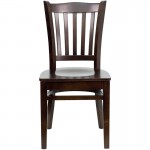 Vertical Slat Back Walnut Wood Restaurant Chair