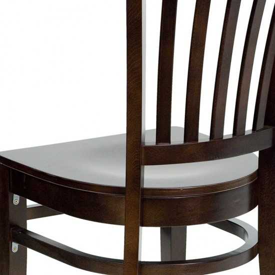 Vertical Slat Back Walnut Wood Restaurant Chair