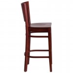 Lacey Series Solid Back Mahogany Wood Restaurant Barstool