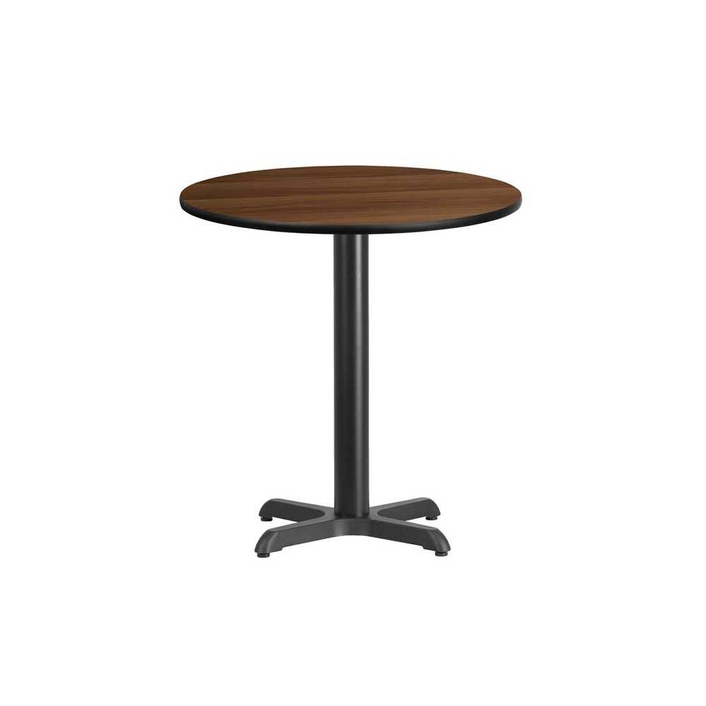 24'' Round Walnut Laminate Table Top with 22'' x 22'' Table Height Base 24'' Round Walnut Laminate Table Top with 22'' x 22'' Table Height Base