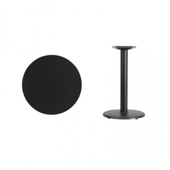 24'' Round Black Laminate Table Top with 18'' Round Table Height Base