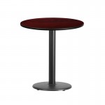 24'' Round Mahogany Laminate Table Top with 18'' Round Table Height Base