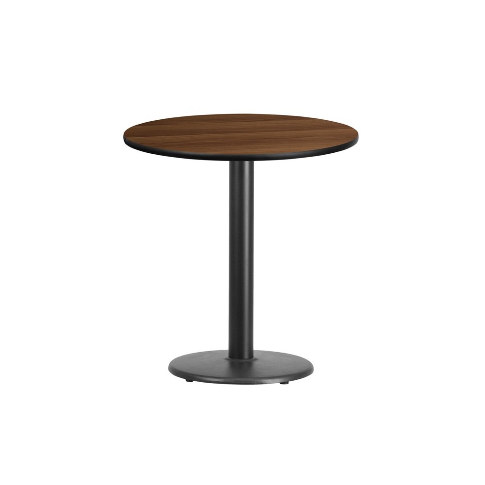 24'' Round Walnut Laminate Table Top with 18'' Round Table Height Base 24'' Round Walnut Laminate Table Top with 18'' Round Table Height Base