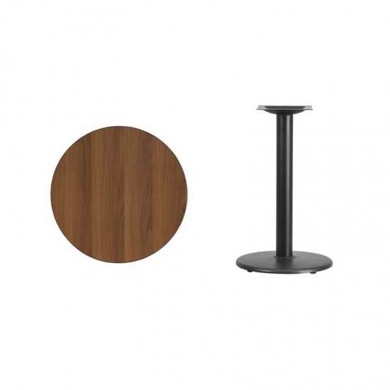 24'' Round Walnut Laminate Table Top with 18'' Round Table Height Base