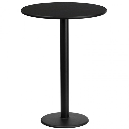 24'' Round Black Laminate Table Top with 18'' Round Bar Height Table Base