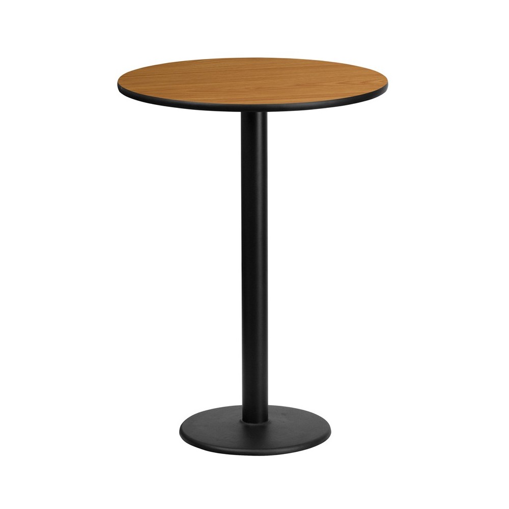 24'' Round Natural Laminate Table Top with 18'' Round Bar Height Table Base 24'' Round Natural Laminate Table Top with 18'' Round Bar Height Table Base