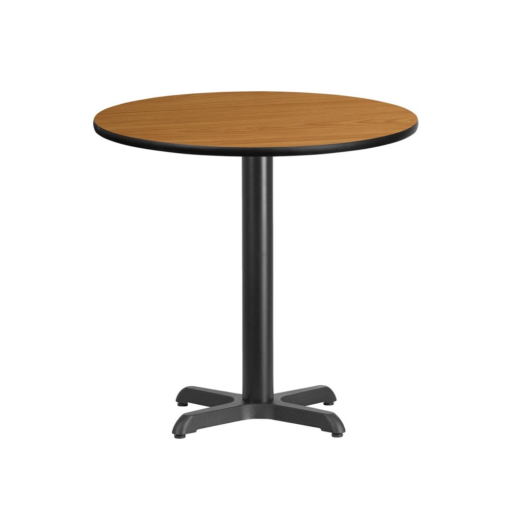 30'' Round Natural Laminate Table Top with 22'' x 22'' Table Height Base 30'' Round Natural Laminate Table Top with 22'' x 22'' Table Height Base