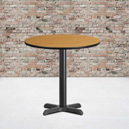 30'' Round Natural Laminate Table Top with 22'' x 22'' Table Height Base