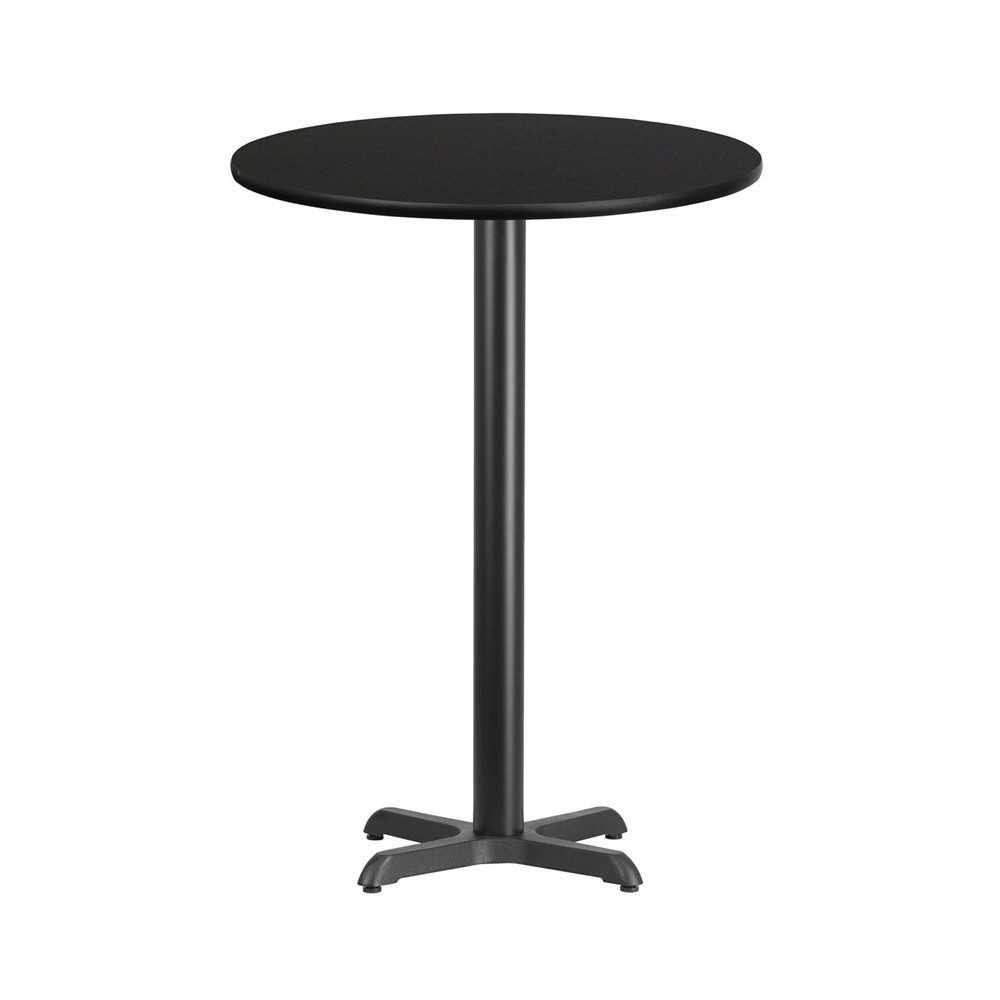 30'' Round Black Laminate Table Top with 22'' x 22'' Bar Height Table Base