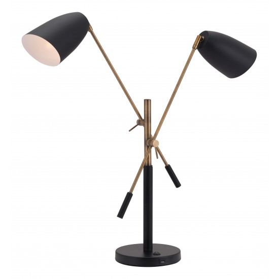 Tanner Table Lamp Matte Black & Brass