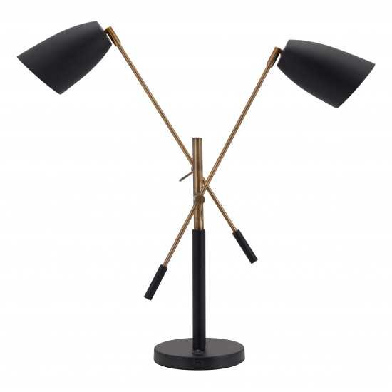 Tanner Table Lamp Matte Black & Brass