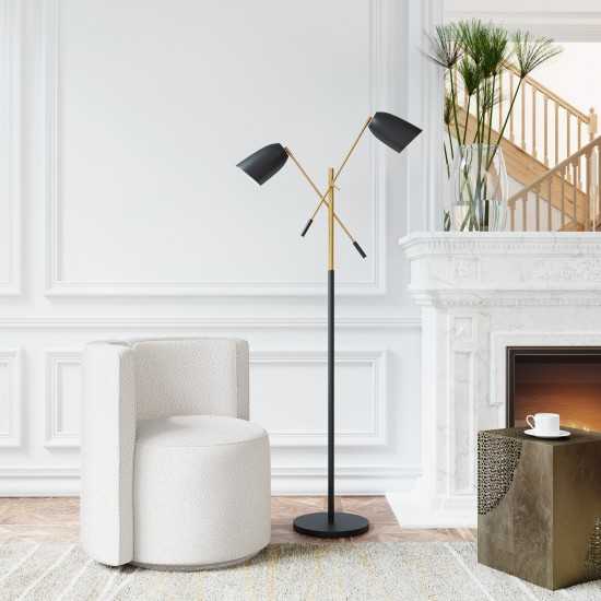 Tanner Floor Lamp Matte Black & Brass