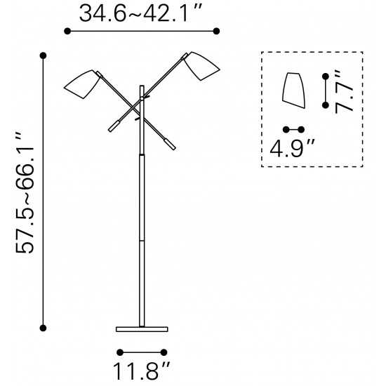 Tanner Floor Lamp Matte Black & Brass