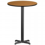 30\'\' Round Natural Laminate Table Top with 22\'\' x 22\'\' Bar Height Table Base