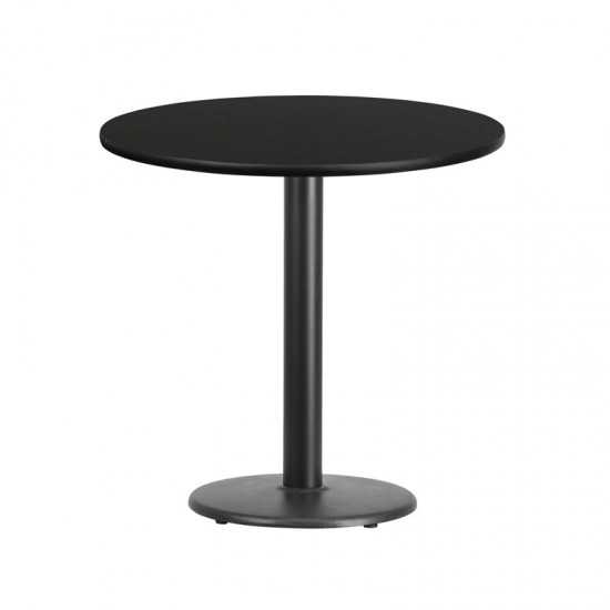 30'' Round Black Laminate Table Top with 18'' Round Table Height Base