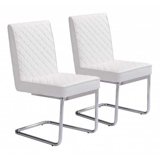 Quilt Armless Dining Chair (Set of 2) White