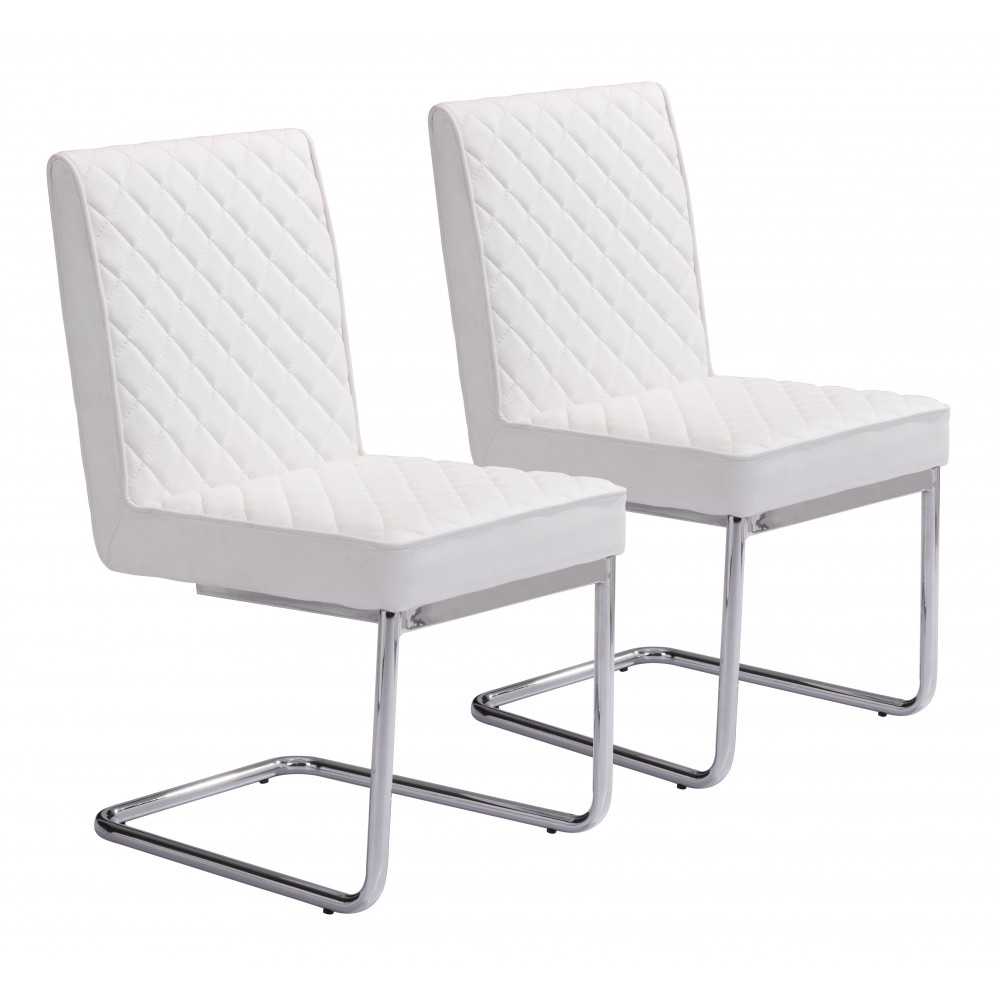 Quilt Armless Dining Chair (Set of 2) White