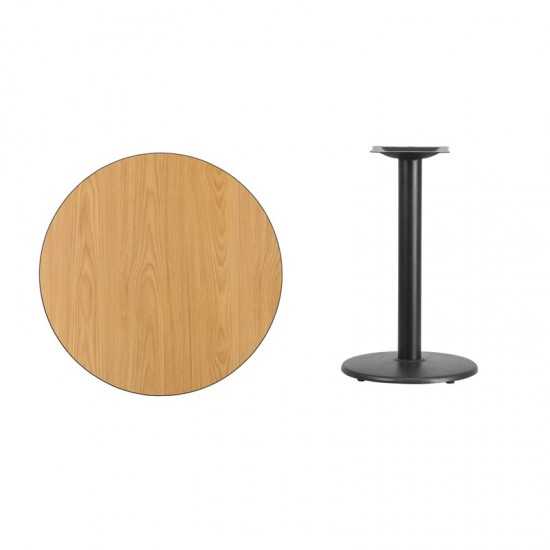 30'' Round Natural Laminate Table Top with 18'' Round Table Height Base