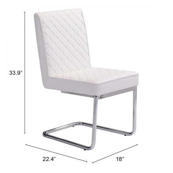 Quilt Armless Dining Chair (Set of 2) White