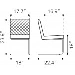 Quilt Armless Dining Chair (Set of 2) White