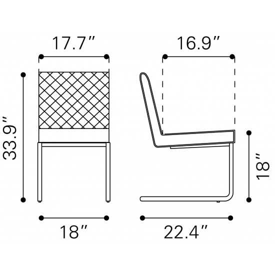 Quilt Armless Dining Chair (Set of 2) White